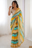 Pleasant Yellow Leheriya Printed Chiffon Festival Wear Saree