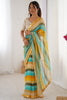 Pleasant Yellow Leheriya Printed Chiffon Festival Wear Saree