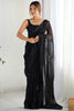 Charming Black Sequins Georgette Reception Wear Saree With Blouse