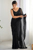 Charming Black Sequins Georgette Reception Wear Saree With Blouse