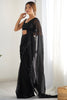 Charming Black Sequins Georgette Reception Wear Saree With Blouse