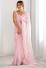 Enchanting Light Pink Thread Work Georgette Saree With Blouse