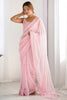 Enchanting Light Pink Thread Work Georgette Saree With Blouse