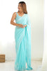 Alluring Sky-Blue Thread Work Georgette Reception Wear Saree
