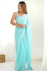 Alluring Sky-Blue Thread Work Georgette Reception Wear Saree