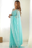Alluring Sky-Blue Thread Work Georgette Reception Wear Saree