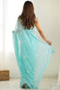 Alluring Sky-Blue Thread Work Georgette Reception Wear Saree