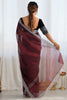 Amazing Maroon Border Work Net Party Wear Saree With Blouse