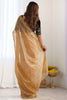 Astonishing Golden Border Work Net Festival Wear Saree With Blouse