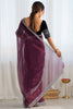 Attractive Wine Border Work Net Reception Wear Saree With Blouse