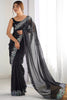 Sweet Black Sequins Georgette Reception Wear Saree With Blouse