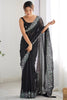 Sweet Black Sequins Georgette Reception Wear Saree With Blouse