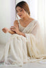 Delightful Cream Sequins Georgette Event Wear Saree With Blouse
