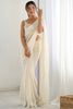 Delightful Cream Sequins Georgette Event Wear Saree With Blouse