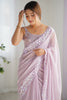 Pleasant Lavender Sequins Georgette Festival Wear Saree With Blouse