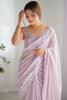 Pleasant Lavender Sequins Georgette Festival Wear Saree With Blouse
