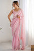 Stunning Pink Sequins Georgette Party Wear Saree With Blouse