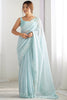Adorable Sky Blue Sequins Georgette Event Wear Saree With Blouse