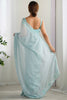 Adorable Sky Blue Sequins Georgette Event Wear Saree With Blouse