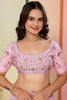 Gorgeous Baby Pink Sequins Organza Event Wear Saree With Blouse