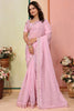 Gorgeous Baby Pink Sequins Organza Event Wear Saree With Blouse