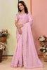 Gorgeous Baby Pink Sequins Organza Event Wear Saree With Blouse