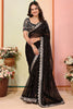 Bewitching Black Embroidered Organza Reception Wear Saree