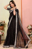 Bewitching Black Embroidered Organza Reception Wear Saree