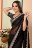 Bewitching Black Embroidered Organza Reception Wear Saree