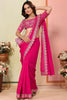 Beautiful Hot Pink Embroidered Organza Engagement Wear Saree