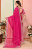 Beautiful Hot Pink Embroidered Organza Engagement Wear Saree