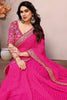 Charming Rani Pink Embroidered Georgette Festival Wear Saree
