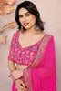 Charming Rani Pink Embroidered Georgette Festival Wear Saree