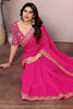 Charming Rani Pink Embroidered Georgette Festival Wear Saree