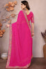 Charming Rani Pink Embroidered Georgette Festival Wear Saree