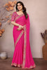 Charming Rani Pink Embroidered Georgette Festival Wear Saree