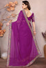 Glamorous Purple Leheriya Printed Georgette Traditional Saree