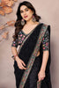 Trendy Black Leheriya Printed Georgette Party Wear Saree With Blouse