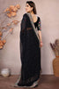 Trendy Black Leheriya Printed Georgette Party Wear Saree With Blouse