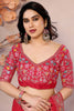 Graceful Red Embroidered Georgette Festival Wear Saree With Blouse