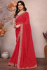 Graceful Red Embroidered Georgette Festival Wear Saree With Blouse