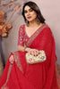 Graceful Red Embroidered Georgette Festival Wear Saree With Blouse