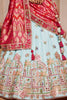 Alluring Sky Blue Thread Work Silk Engagement Wear Lehenga Choli