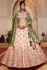 Beautiful Peach Tissue Silk Thread Embroidered  Wedding Lehenga Choli