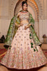 Beautiful Peach Tissue Silk Thread Embroidered  Wedding Lehenga Choli