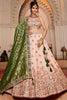 Beautiful Peach Tissue Silk Thread Embroidered  Wedding Lehenga Choli