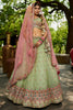 Attractive Pista Green Thread Work Lehenga Choli With Dupatta