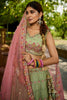 Attractive Pista Green Thread Work Lehenga Choli With Dupatta