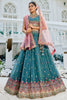 Stunning Teal Blue Sequins Silk Bridesmaid Lehenga Choli With Dupatta