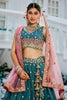 Stunning Teal Blue Sequins Silk Bridesmaid Lehenga Choli With Dupatta
